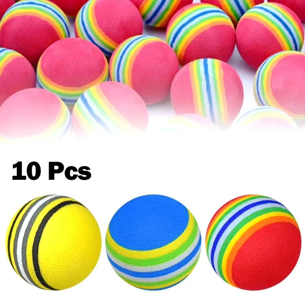 10PCS Foam Golf Balls Indoor Swing Training Practice Balls Rainbow Sponge Balls Golf Beginners Flexible Training Aid Accessories