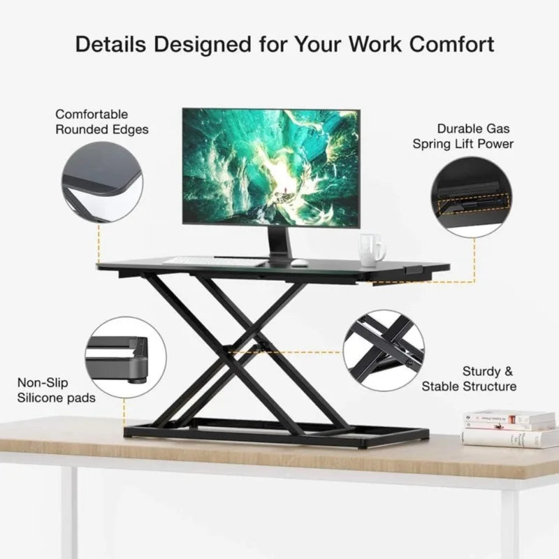 Standing Desk Converter Height Adjustable Computer Stand Riser Gas Spring Laptop Stand Riser Lightweight Sit To Stand Riser