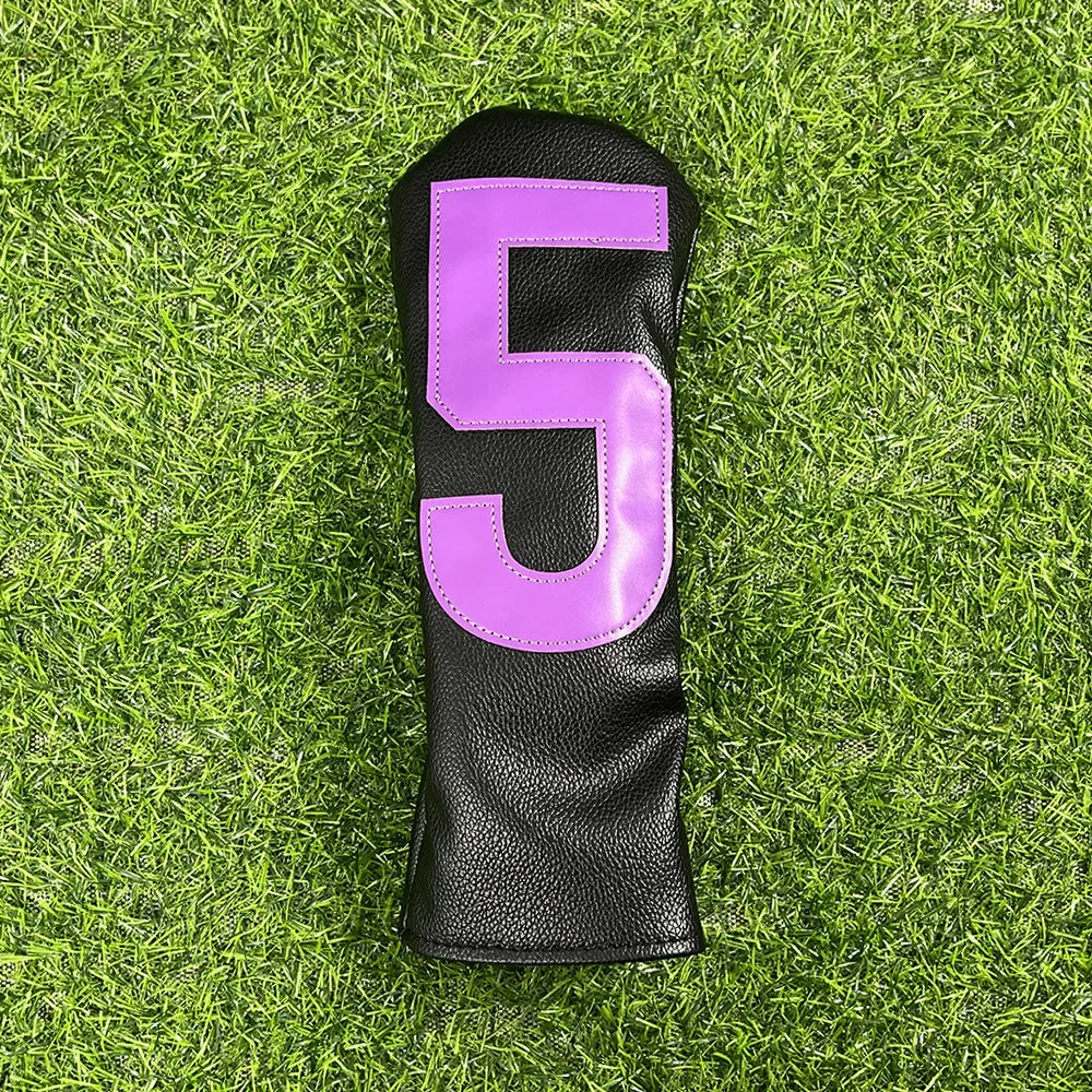 Golf club covers - white and green with large numbers, fits all clubs