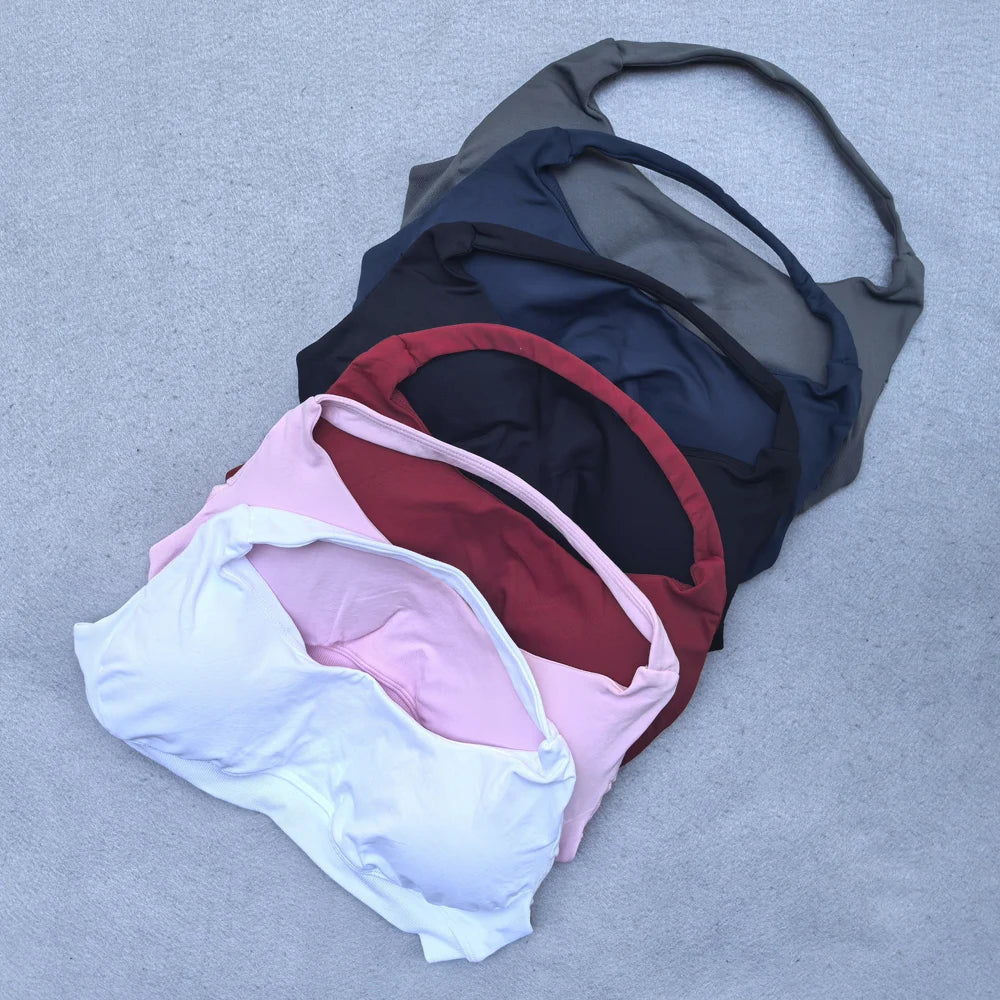 Seamless Halter Sports Bras Running Sexy Open Back Yoga Bra Padded Brassiere Sport Woman Fitness Gym Top Activewear