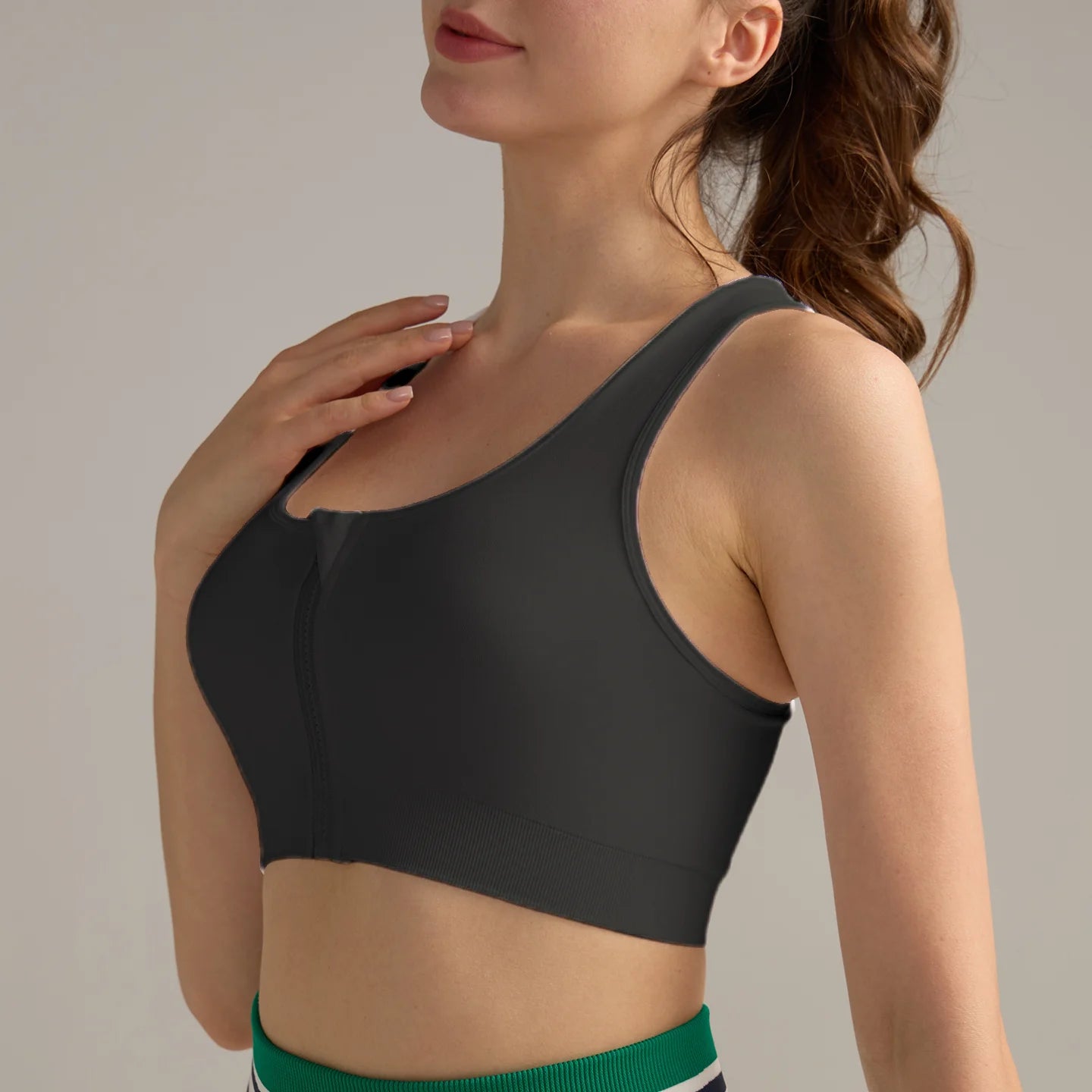 High Impact Sports Running Zipper Bra Workout Crop Tank Tops Sports Bra Push Up For Women