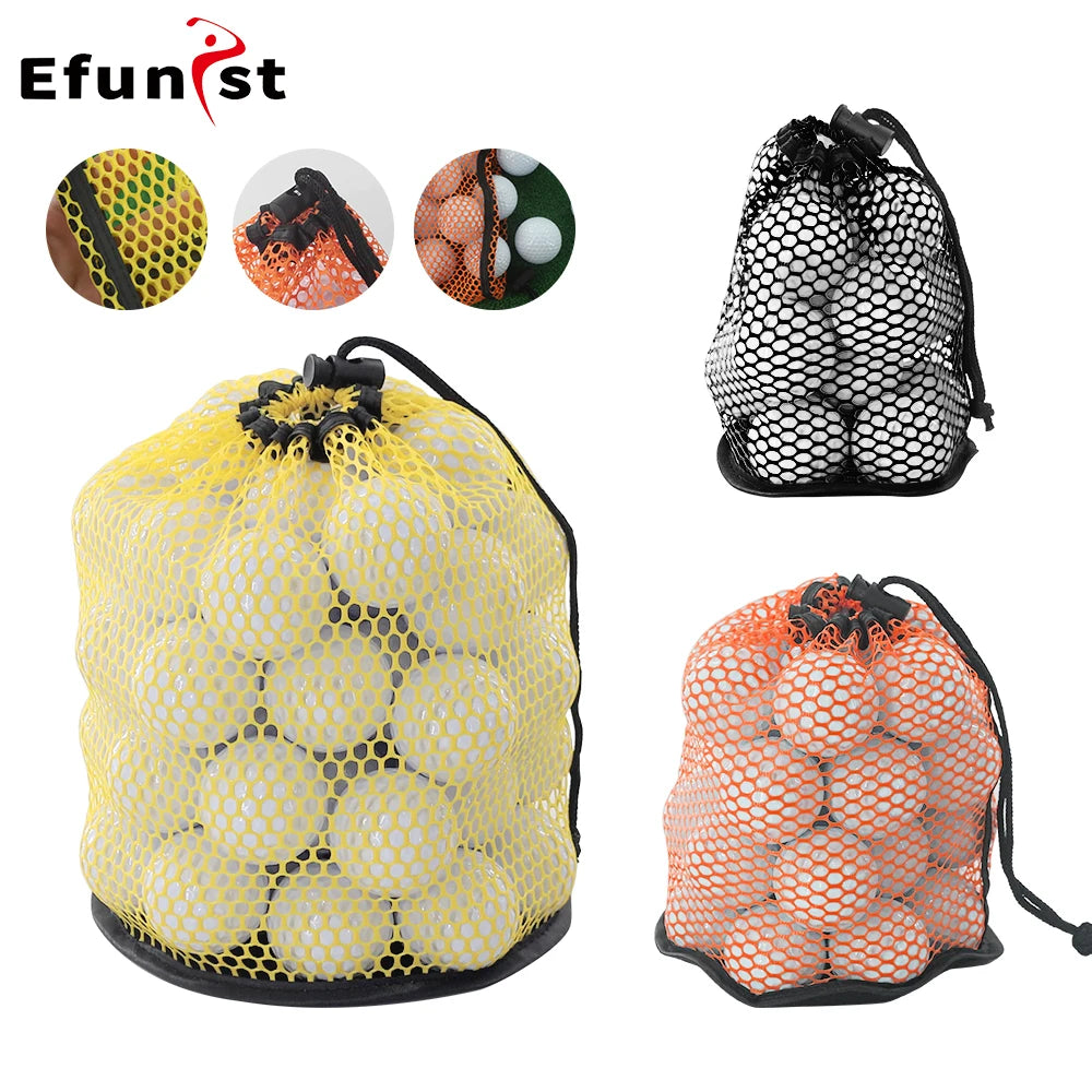 Portable Multipurpose Sports Mesh Net Bag Golf Ball Organizer Bag Drawstring Pouch Golf Sports Supplies Can hold 12/25/50 Balls