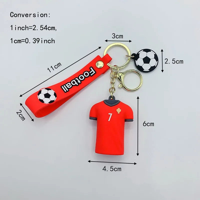 Football Player's Jersey Keychain Soccer Clothing Pendant Keyring Fashion Design Women Handbags Car Key Chain Gifts wholesale