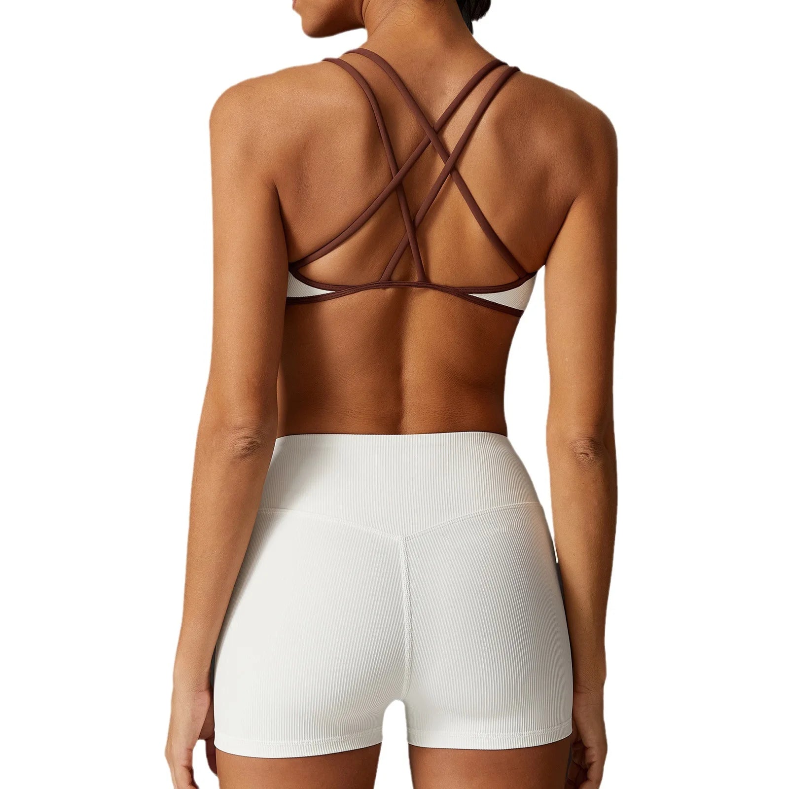 Yoga Set 2 Piece Workout Outfit for Women Sport Bra Shorts Leggings Summer Gym Fitness Clothes Black Brown Gray 2025 Tracksuit