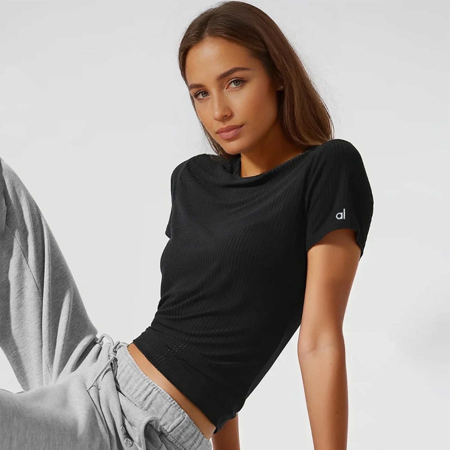 Yoga T-shirt Breathable Summer Sports Running Tops Cotton Threaded Women's Leisure High Elasticity Short Sleeved T-shirt