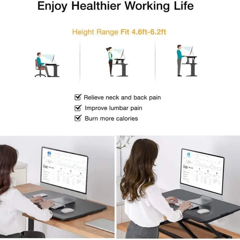Standing Desk Converter Height Adjustable Computer Stand Riser Gas Spring Laptop Stand Riser Lightweight Sit To Stand Riser