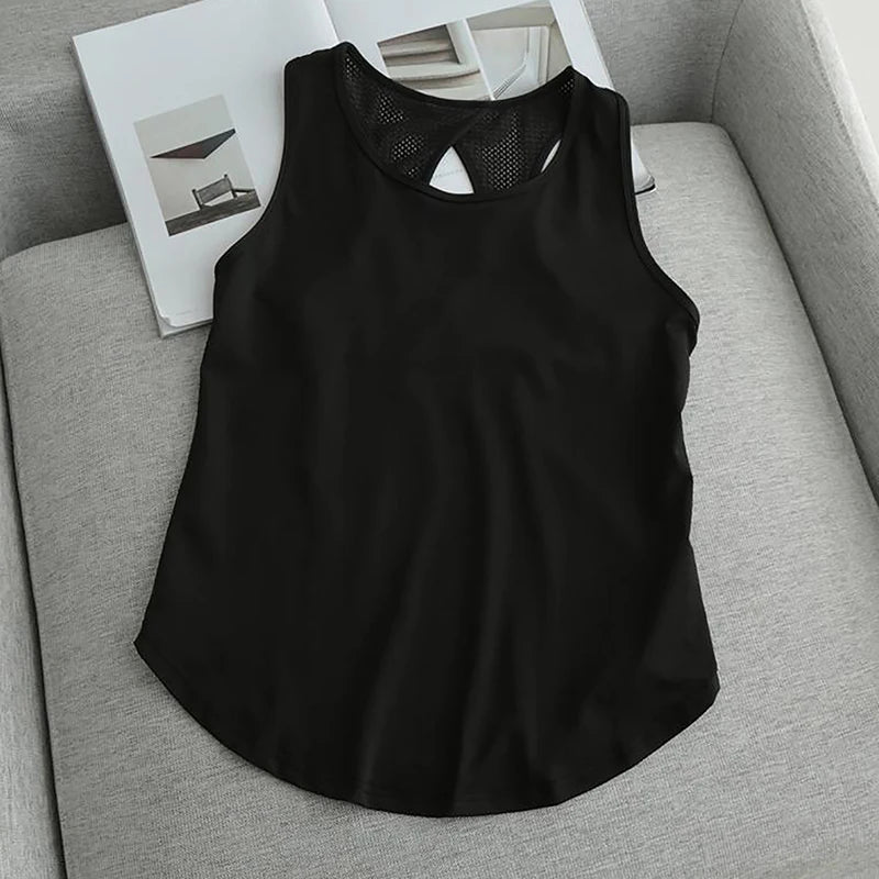 Yoga Clothing Women Sports Tops Hoodie Loose Sleeveless Running Training Quick Dry T-Shirt Sexy Outside Fitness Tank Tops