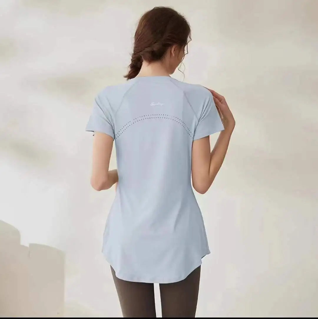 2024 Yoga Clothes Women Top Short Sleeve Sportswear Woman Gym Running T-shirt Yoga Wear Fitness Pilates Blouse Yoga Clothing