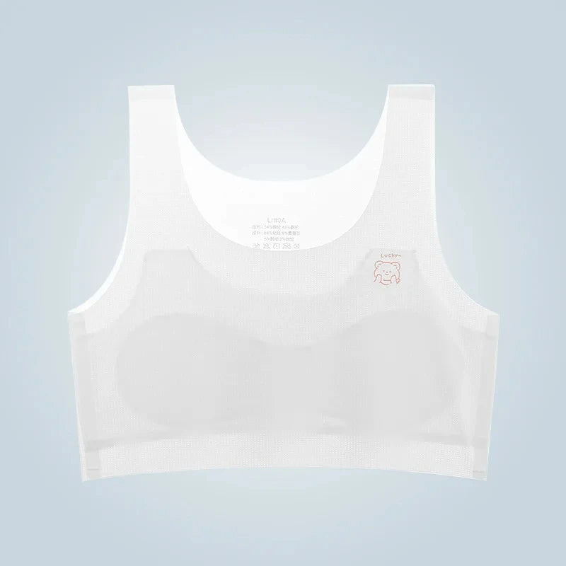 2024 Bra For Teenager Girls New Student Girl Development Period Bra No Steel Ring Girl Sports Tube Top Solid Color Training Bra