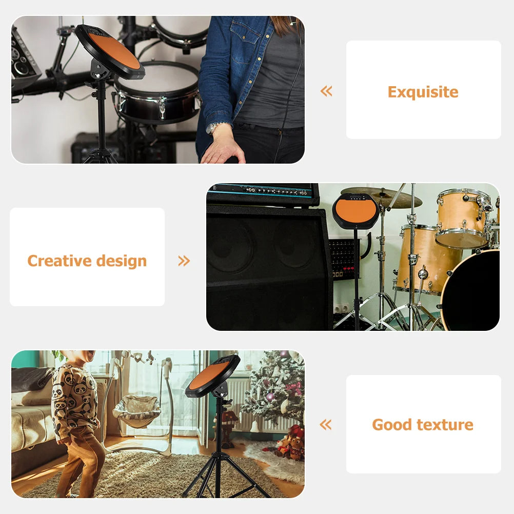 Portable 8 Inch Dumb Drum Pad Two Sided Rubber Practice Pad Dumb Drum Rack Stand Musical Instruments Parts Accessories Dumb
