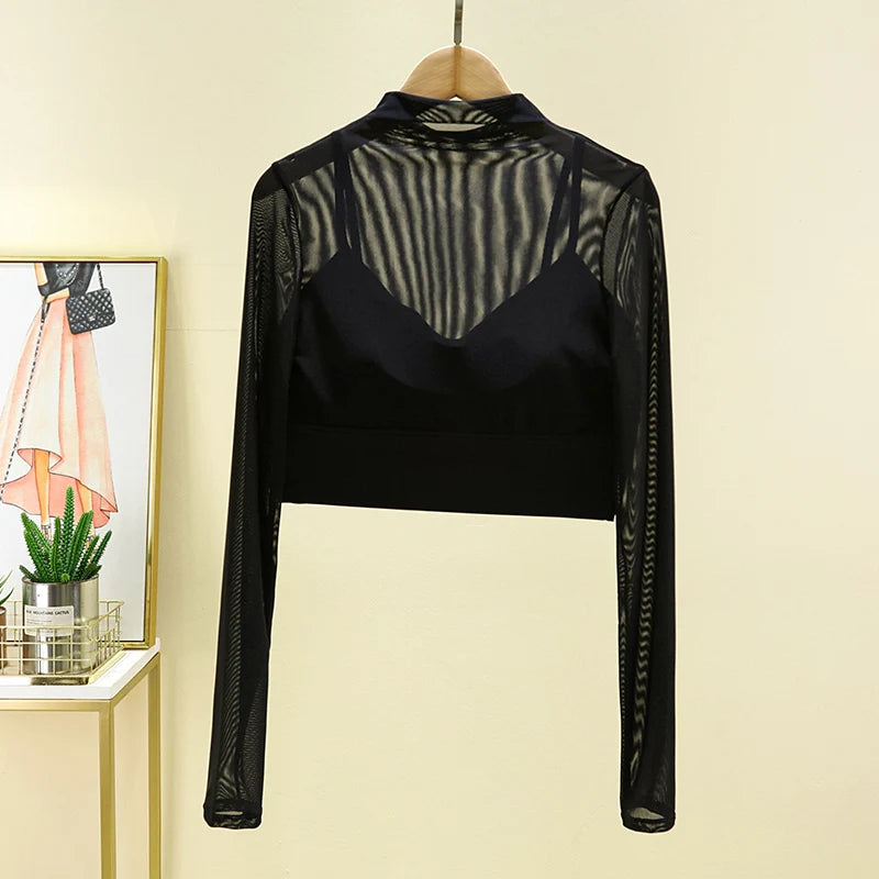 High End Yoga Clothing T-shirt with Chest Cushion and Mesh Sexy and Slimming Yoga Long Sleeved Top Fashion Sports Fitness Top