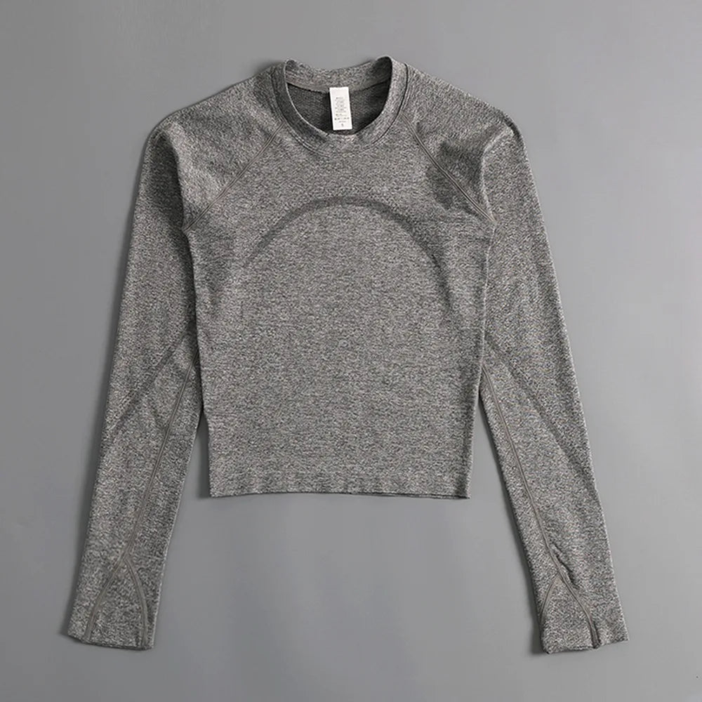 Women's seamless yoga outfit; professional running fitness clothing; long-sleeved pilates training yoga top; close-fitting