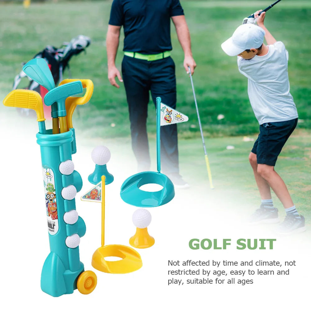 Game Outdoor Sports Golf Clubs Set Children Club Ball Green Hole Cup Group with Wheel Sports Fitness Toys Set