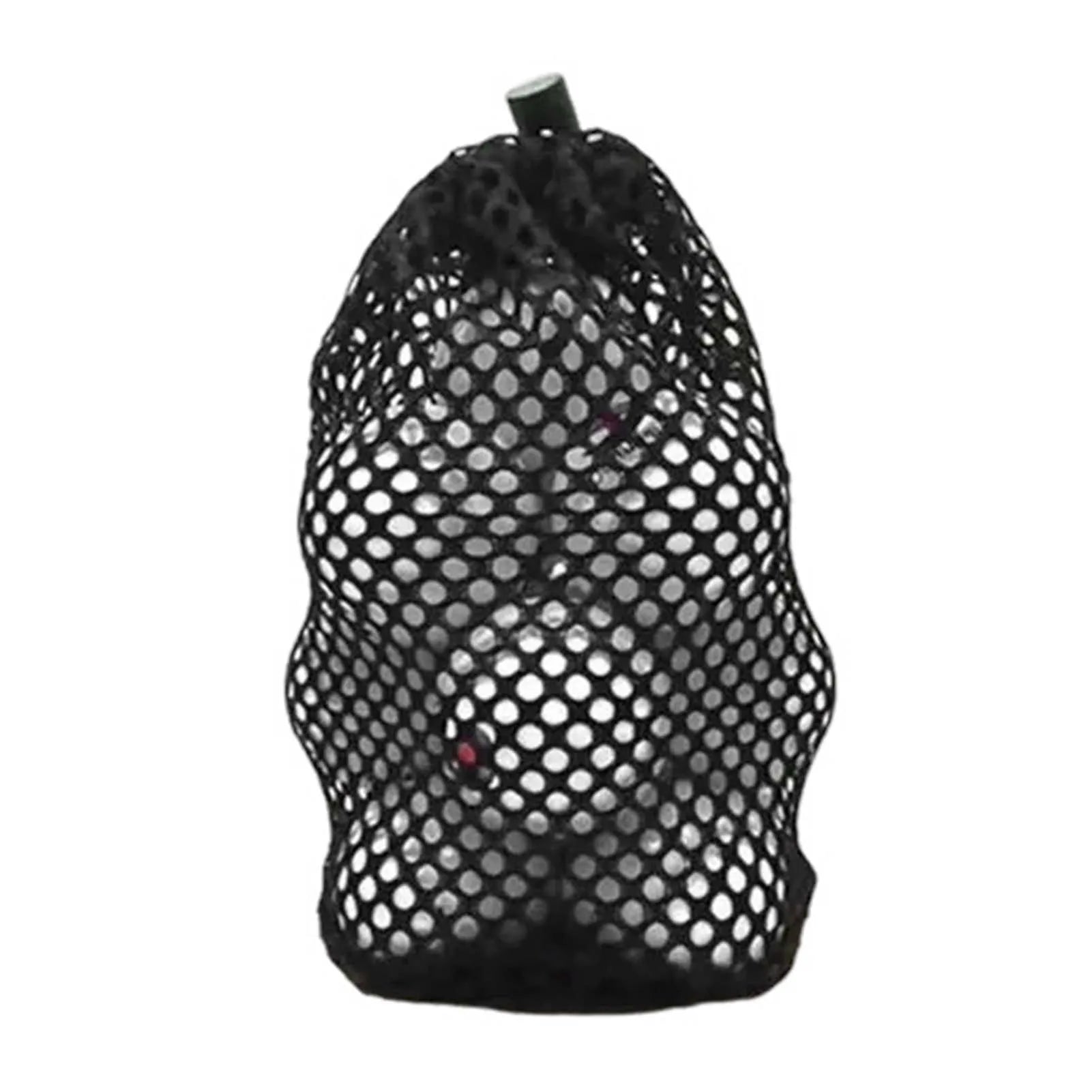 Black Golf Ball Pouch Bag with Durable Nylon Material Sports Mesh Net Bag Suitable for Outdoor Gyms Travel