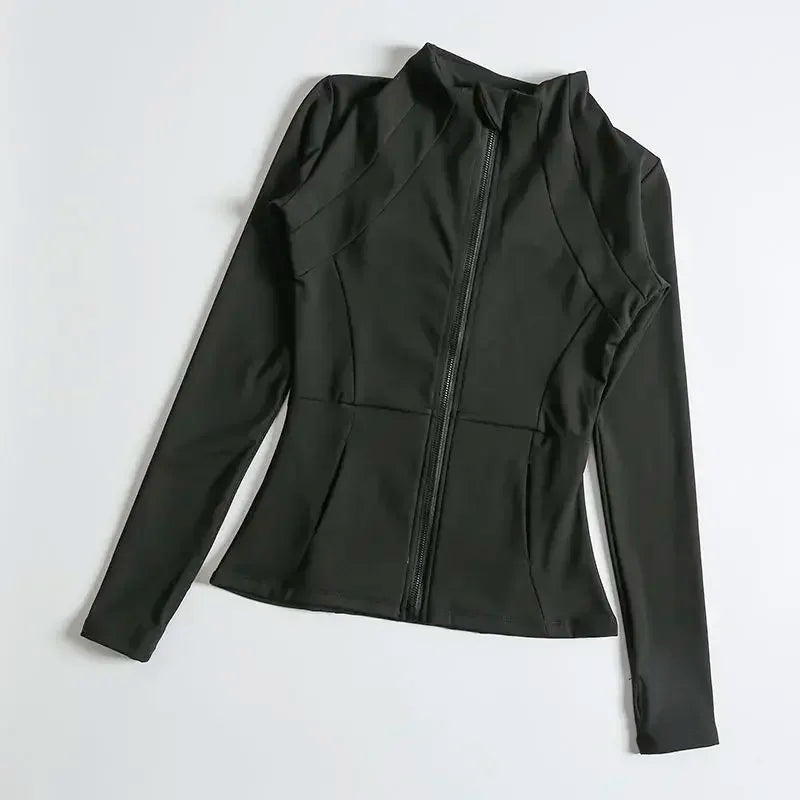 Yoga Suit Women's High-end Standing Collar Long Sleeved Sports Jacket Running Training Fitness Top Windproof Running Suit