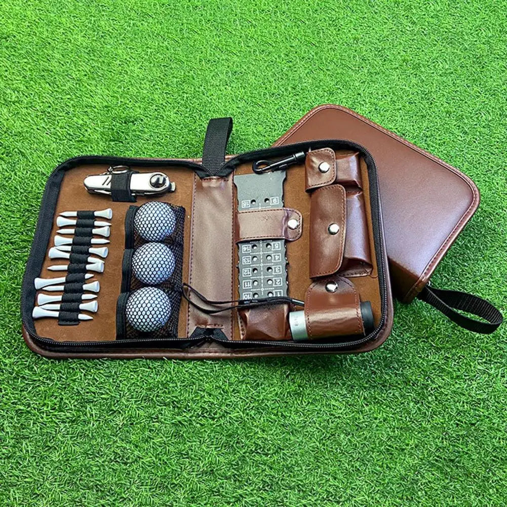 Golf Accessories Bag Faux Leather Storage Case Golf Balls Tees Divot Tool Rangefinder Scorer Waterproof Mini Telescope Golf Bags