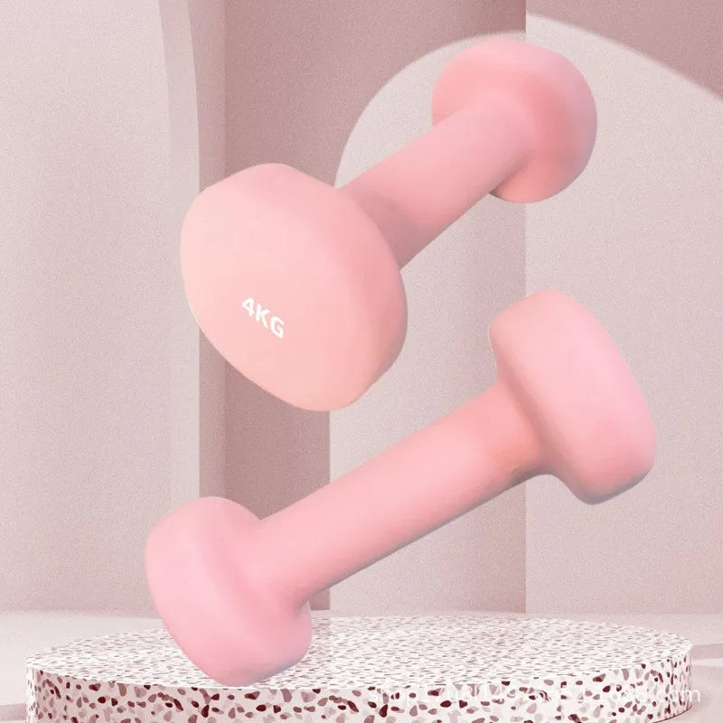 Yoga Flat Head Scrub Impregnated Plastic Dumbbells For Men And Women Home Exercise Sports Equipment Solid Cast Iron Dumbbells