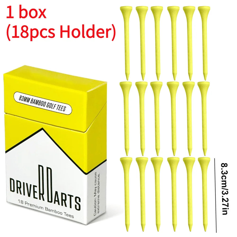 18-12pcs/box Premium 83/79/45mm Bamboo Golf Tees Golf Ball Holder More Stable Golf Tees Golf Accessories for Men