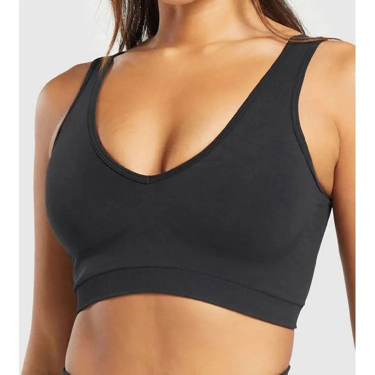 Sports Bra Seamless Halter Neck Strap Bra Open Back Fitness Yoga Top Bras Support Women Workout Gym Crop Top