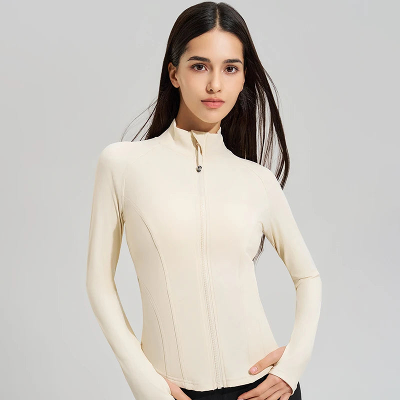 Exercise jacket yoga fitness clothing long-sleeved women four seasons running fast dry tight tops gym yoga jacket