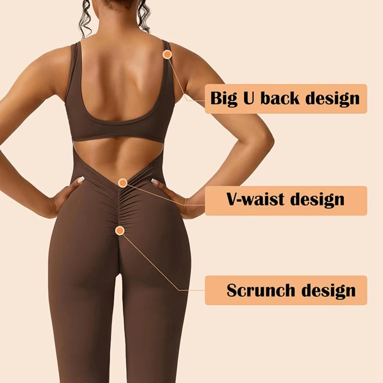 2025 Spring and Summer New Women's Slim Hip Lifting One-piece U Neck Sexy Backless Sleeveless Sports Yoga Clothing
