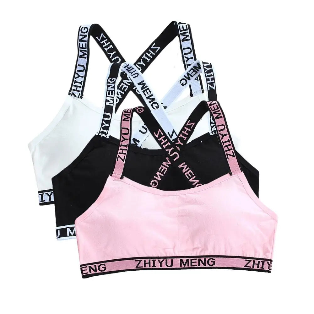 3pcs Puberty Girls Training Bras Kids Maiden Cotton Bra Underwear Teen Camisoles Tube Top Teenage Sport Bras Children's Lingerie