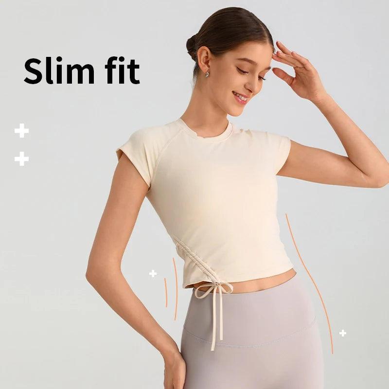 Women Yoga Clothes Slim Yoga T-shirt Breathable Comfort Fitness Crop Top Professional Running Fitness Pilates Training Clothes