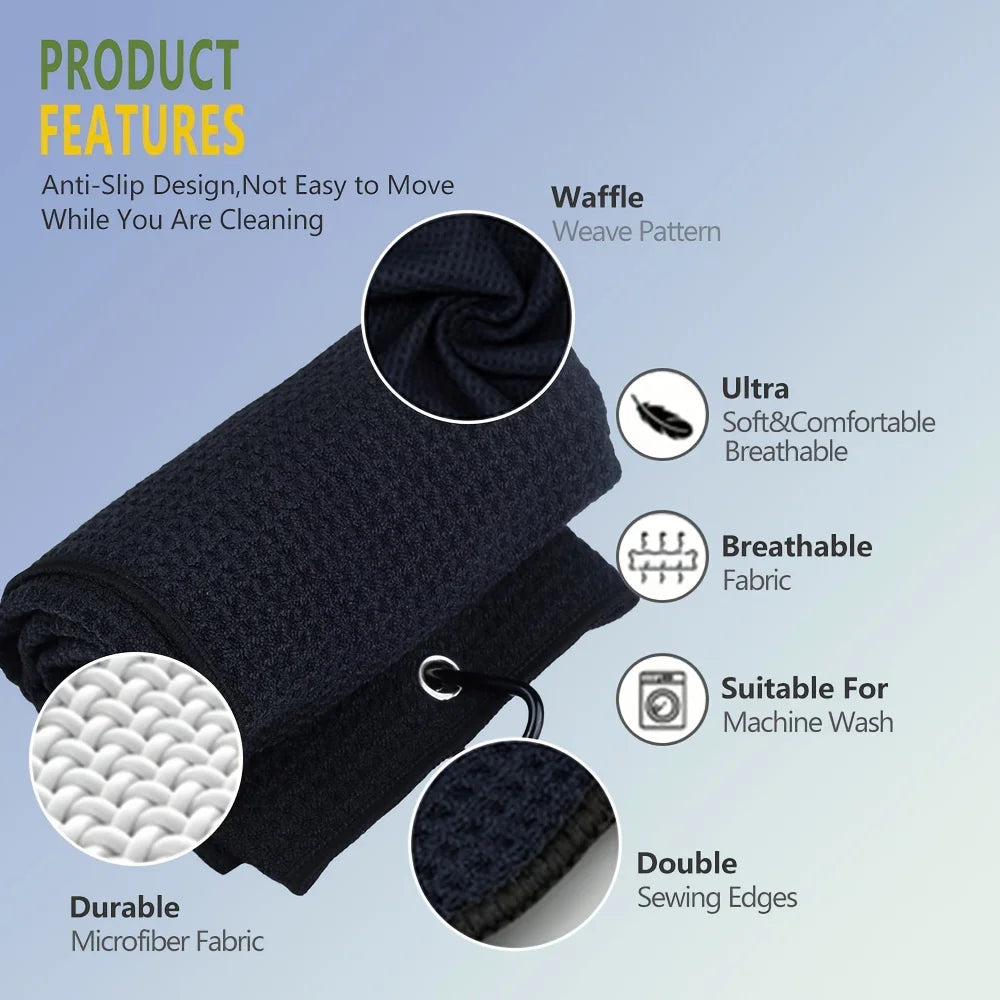 1pc Tiger Embroidered Golf Towel, Microfiber, Waffle Texture, Soft Material, with Carabiner, for Golf Bags and Accessories