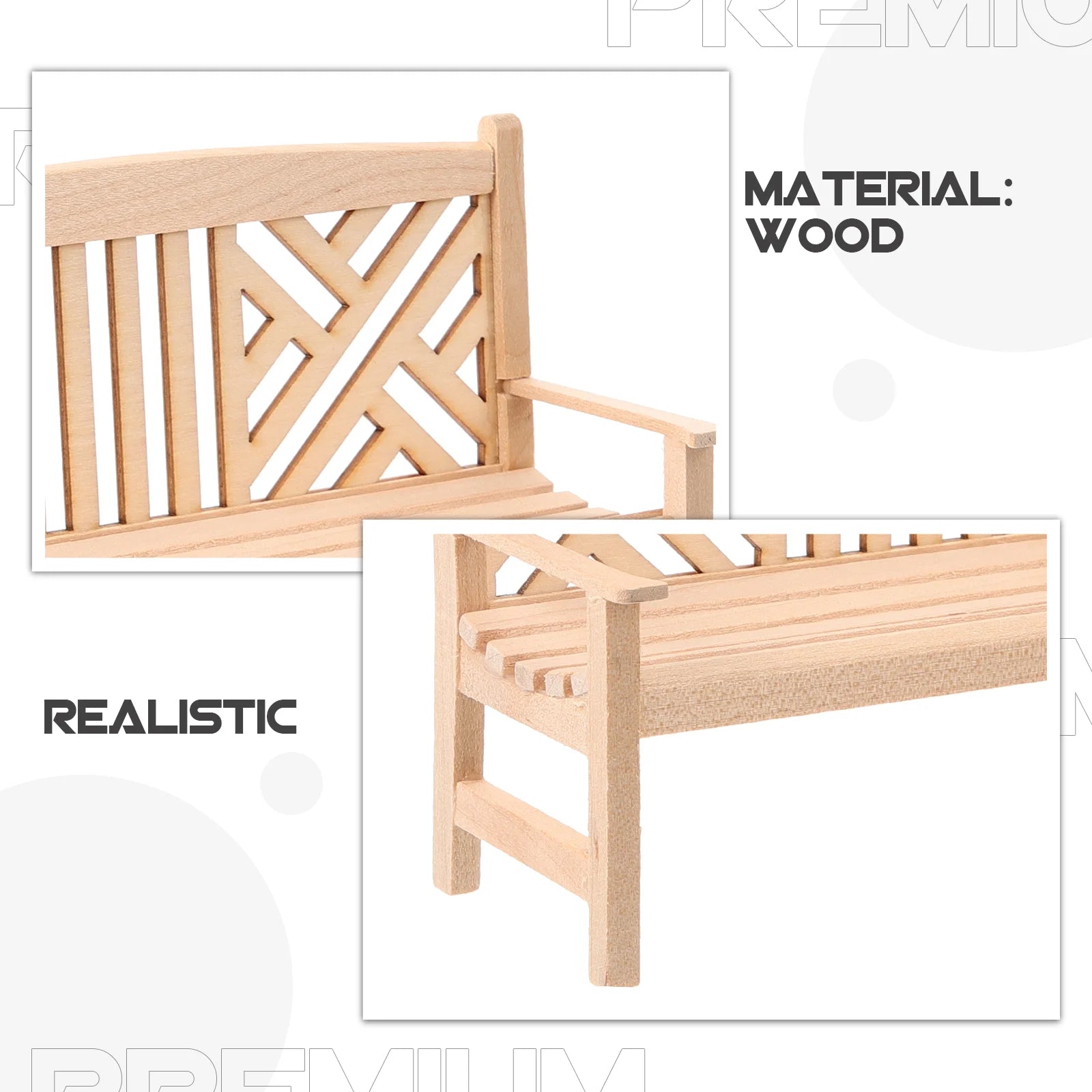 Mini Bench Model Baby Wood Miniature Wooden Furniture Adorn House Small Benches