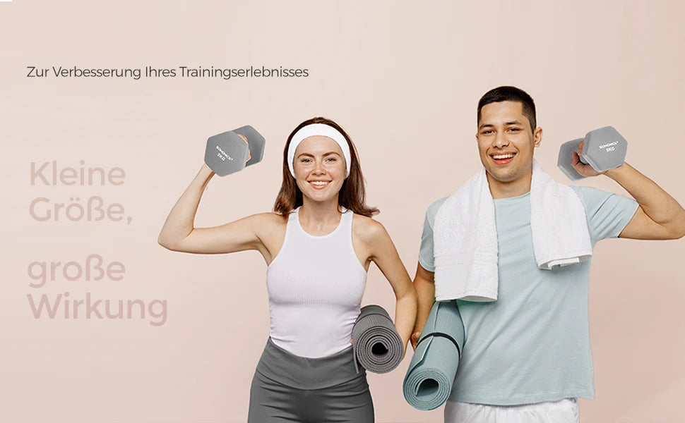 SONGMICS dumbbells set 2x5 kg dumbbell set short dumbbells hexagon neoprene coating