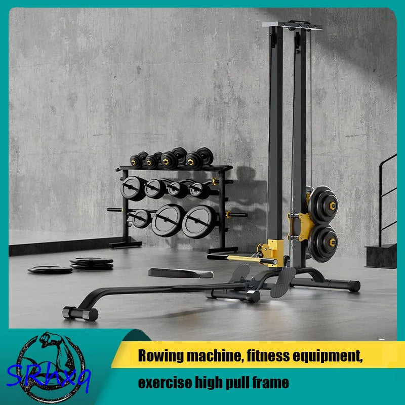 Multifunctional Rowing Machine, Fitness Equipment, High Pull Frame, dumbbell, Integrated Training Device