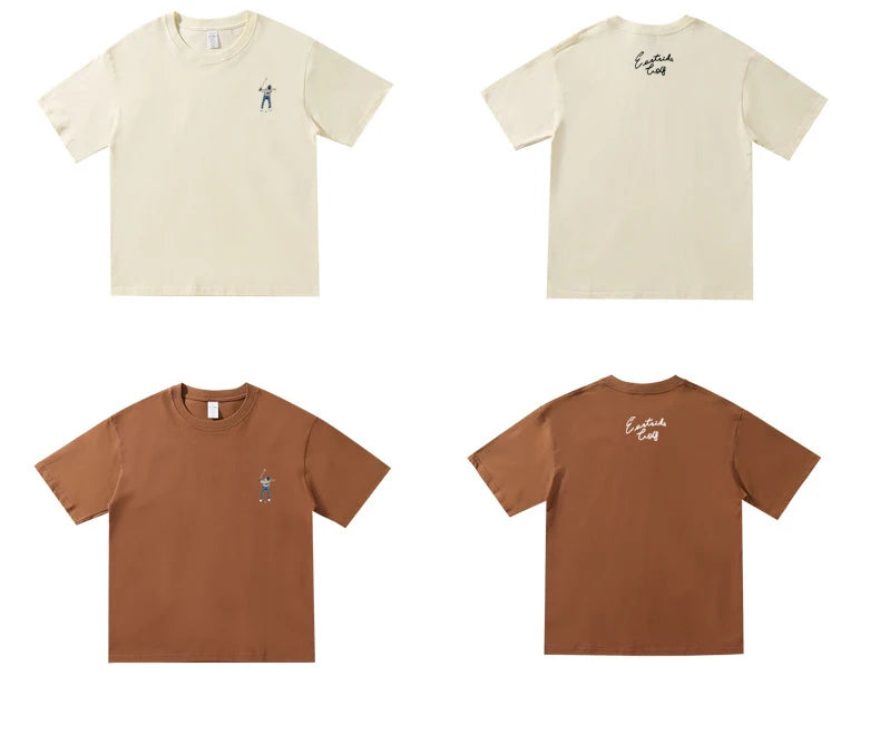 Summer New Golf T-shirt Unisex Golf Round Neck Top Breathable Loose Sports T-shirt Golf Wear for Men and Women