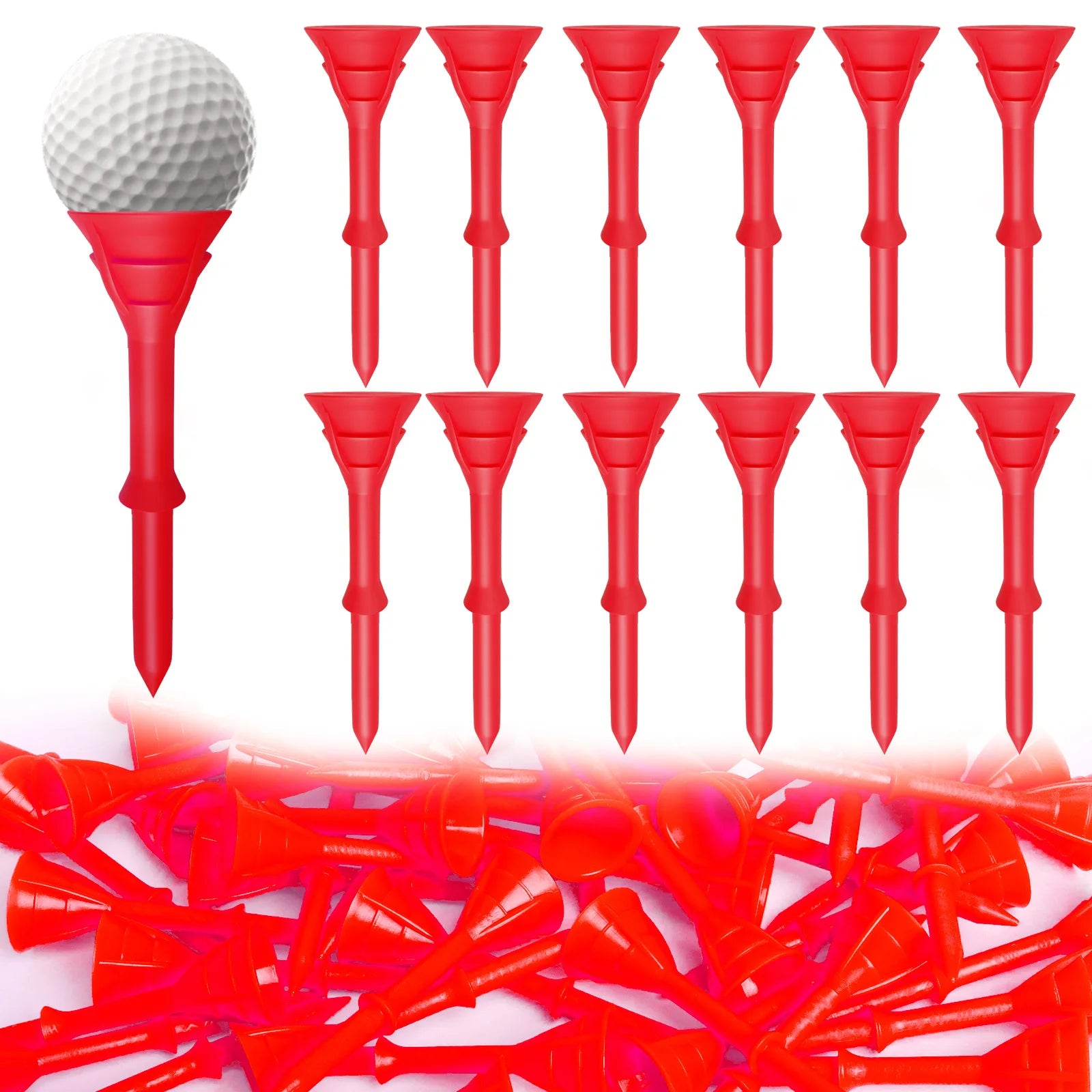 Golf Tees Plastic 3 1/4 inch Upgrade Bulk 50 Pack Reduce Friction Side Spin Durable Stable 83mm Long Tee for Golfer Practice