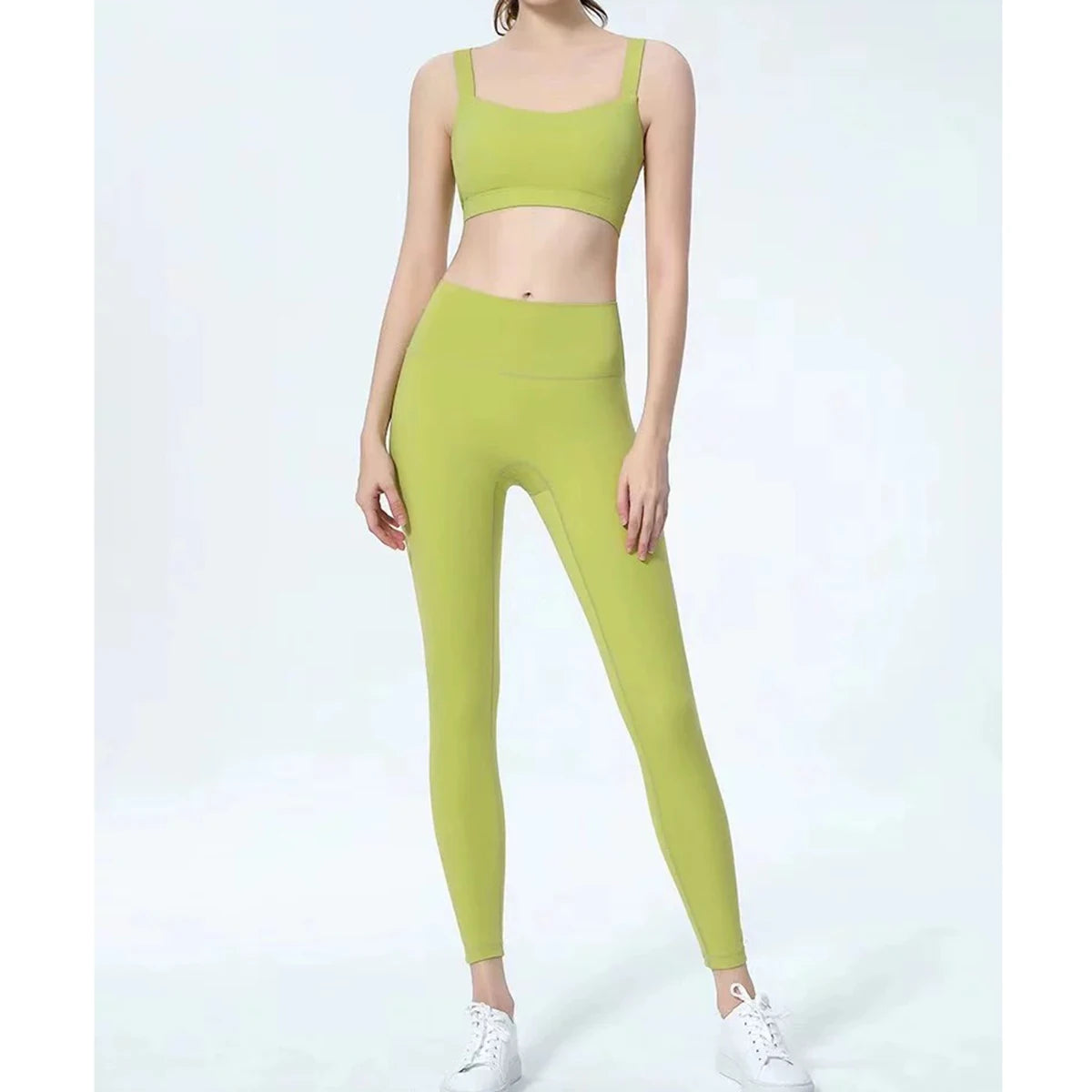 Women's Yoga Fitness Suit Fixed One-Piece Sports Bra Nude High Waisted Hip Lifting Pants Activewear Gym Workout Clothes