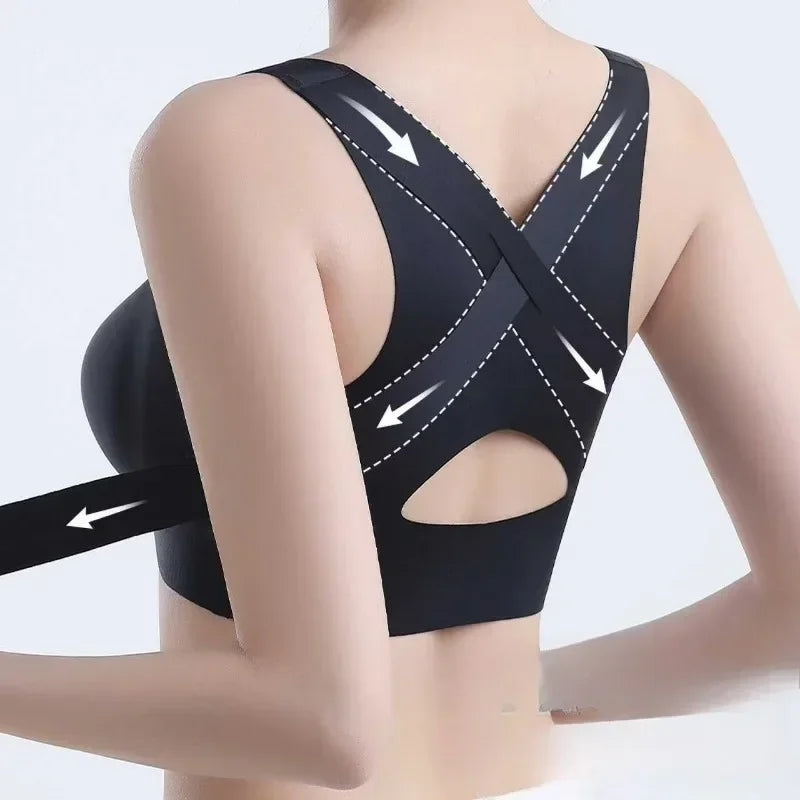 Front - Closure Push - Up Sports Bra for Women: Anti - Sagging, Posture - Correcting, and Seamless for A Sleek Look