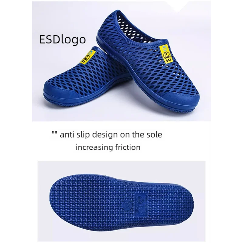 Safety shoes Anti static sandals unisex perforated shoes, dust-free workshop thickened soft soles, breathable work shoes