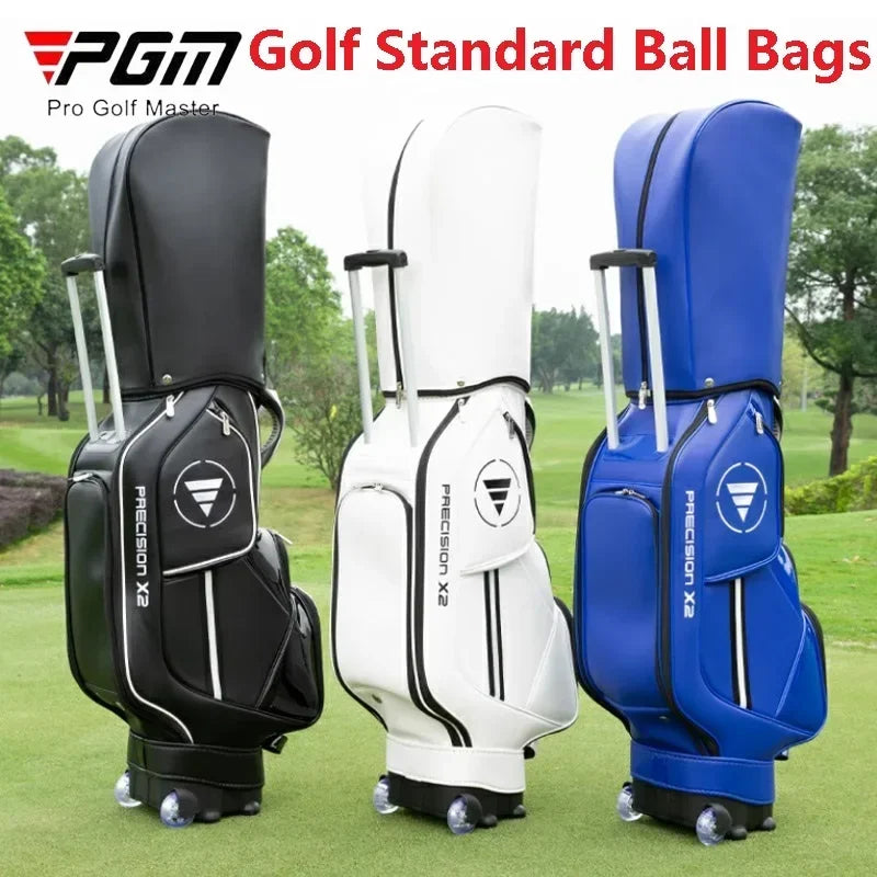 PGM Tie Rod Golf Standard Ball Bags Waterproof PU Stand Bags with Wheel Portable Multi-Functional Golf Package Can Put 13 Clubs