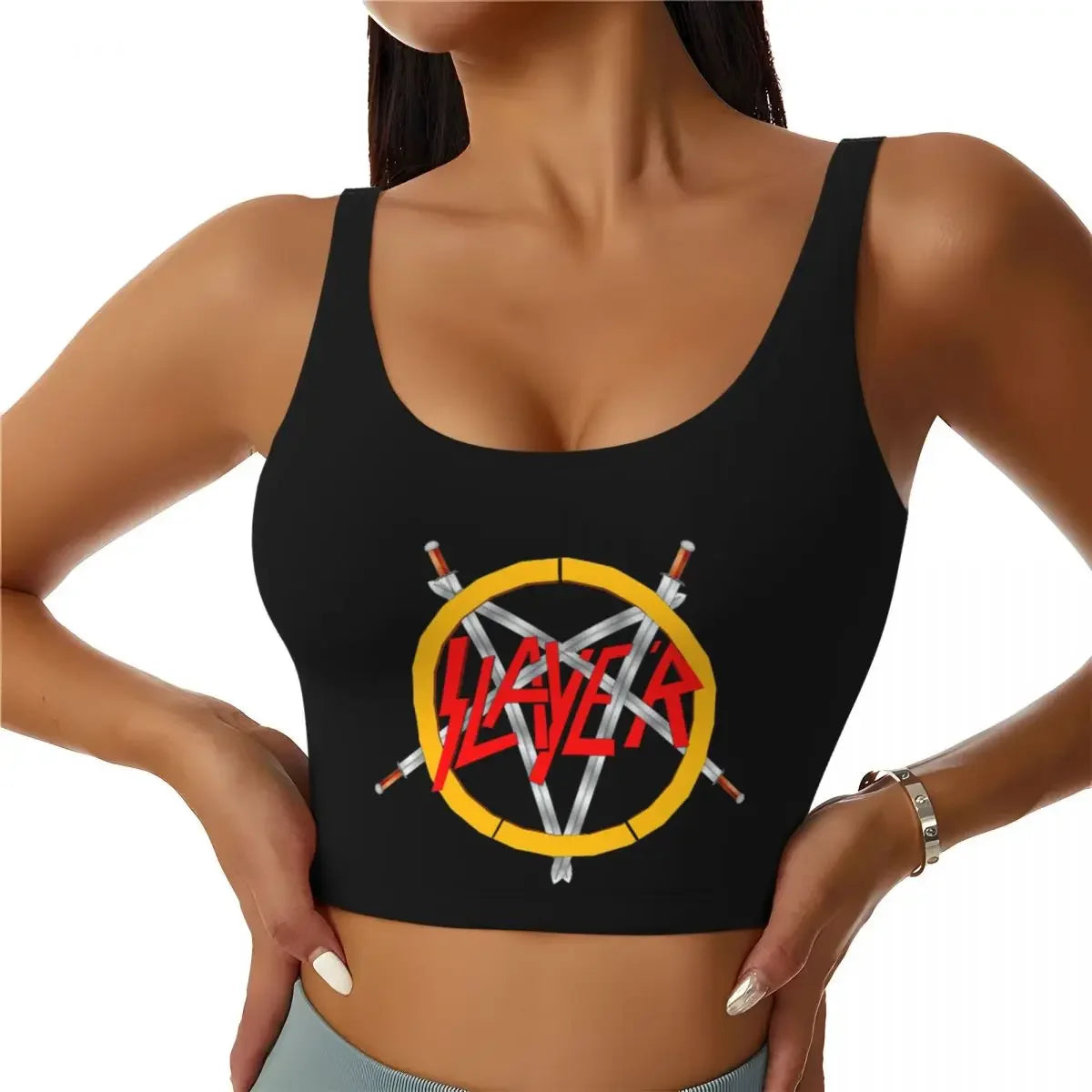 Custom Slipknots Workout Crop Tank Tops Women Heavy Metal Rock Music Running Yoga Sports Bras