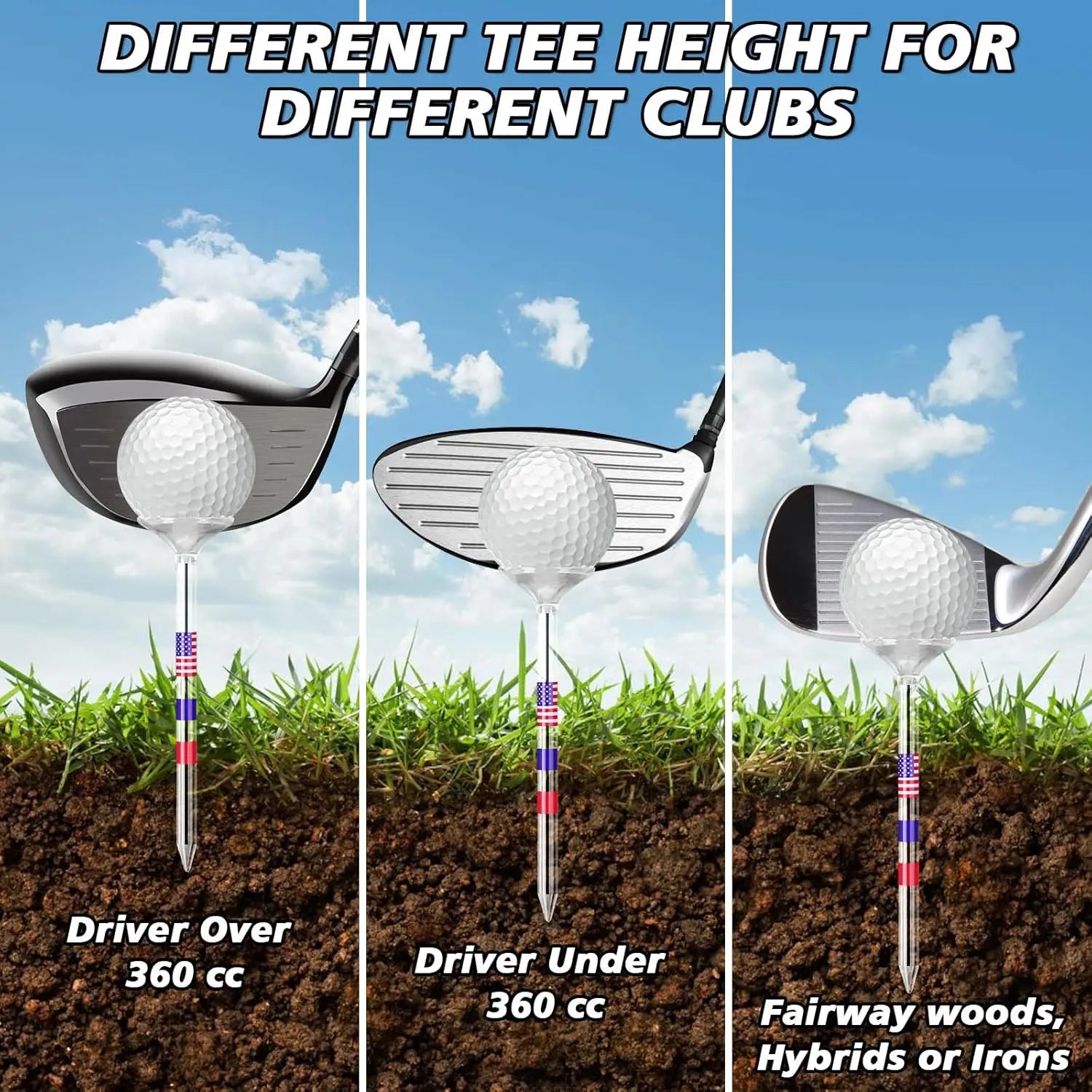 Premium Golf Tees,Unbreakable Transparent Plastic Golf Tees, Reduces Friction & Side Spin, 30Count