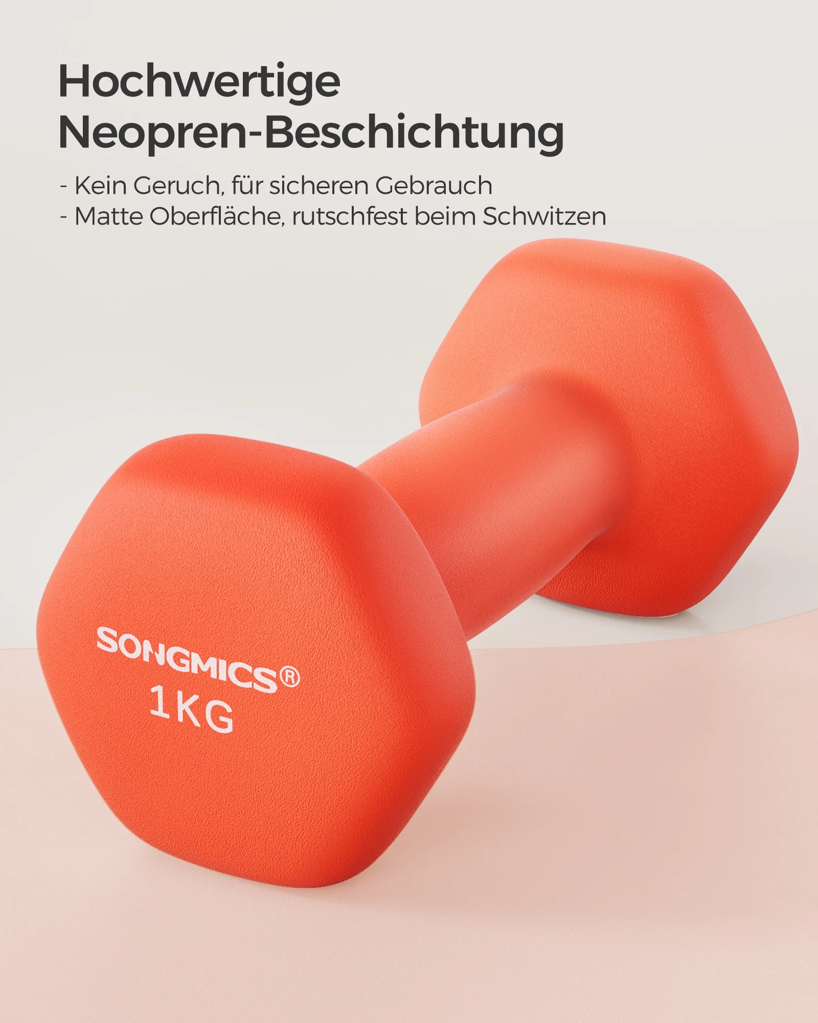 SONGMICS dumbbells set 2x1 kg dumbbell set short dumbbells hexagon neoprene coating
