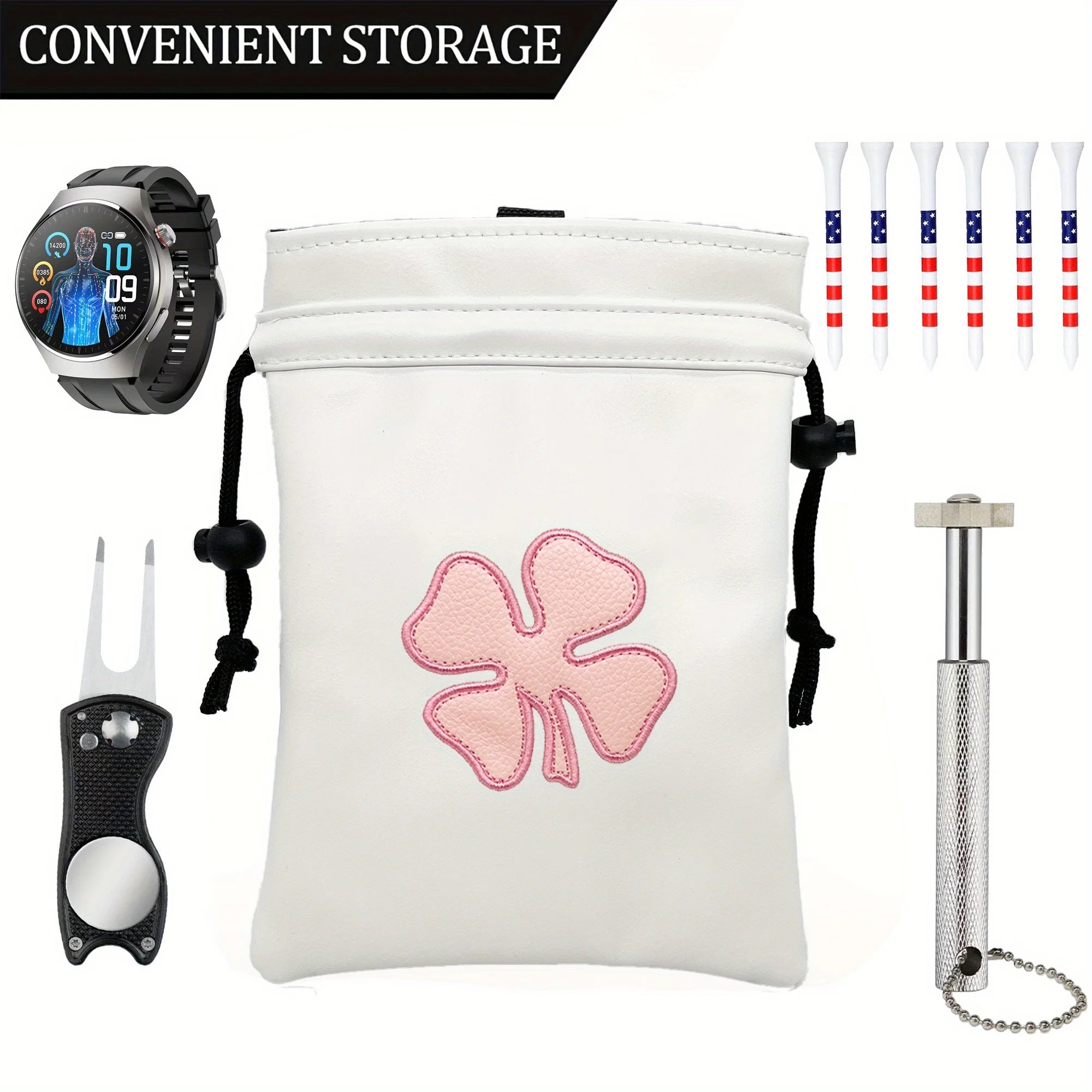 Golf valuable item bag, sealed with a drawstring. This portable packaging bag is perfect for holding golf balls and is an access
