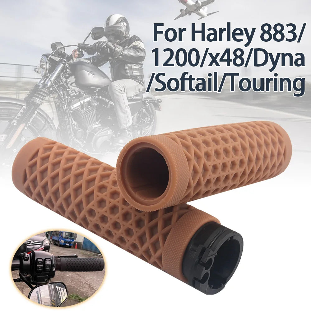 Motorcycle Handlebar Hand Grips 1" 25mm Rubber Handlebars For Harley Sportster 883 1200 Softail Slim Fatboy Touring Street Glide
