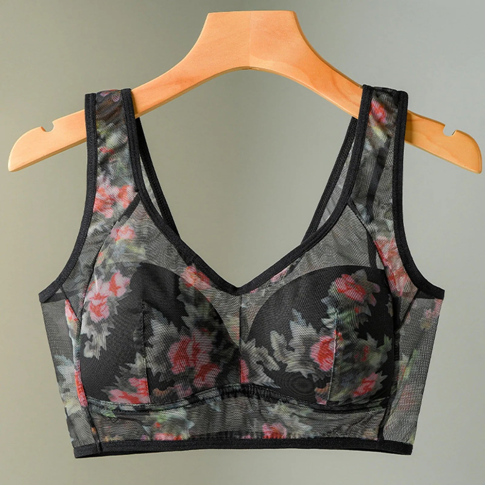 Women's Thin Underwired Mesh Printed Vest Style Unbuttoned Comfortable Wire Sports Bras for Women Compression Bras for Women