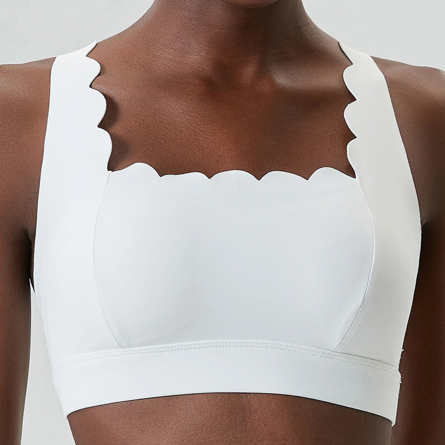 Lycra Sports Bra for Women Shock-proof Gym Workout Tops Lotus Arc Yoga Tops Square Neckline Push-up Bras Vest With Removable Pad