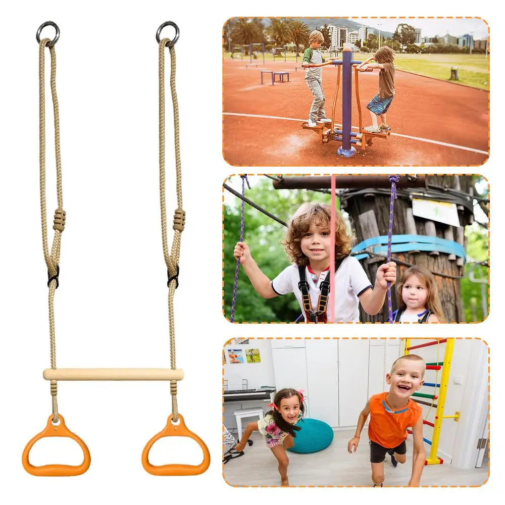 Trapeze Swing Gym Equipment Rings Bar Adjustable Sensory Ergonomic Stable Game For Kids Adults Children Backyard Playground