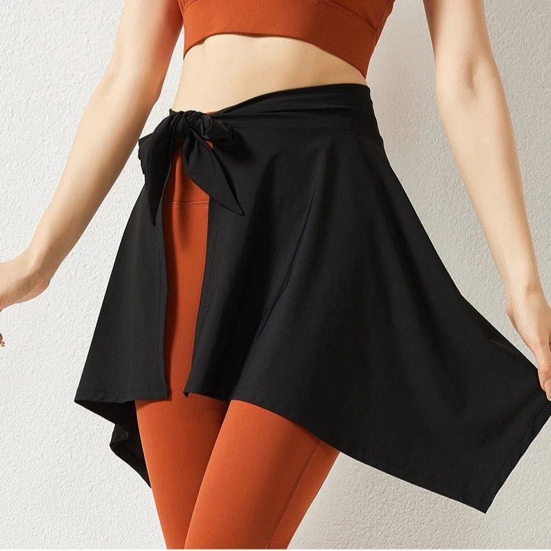 Yoga Base Layer Skirt Hip Cover Tie Up Skirts For Women Running Wrap Skirts Sports Fitness Dance Short Skirt