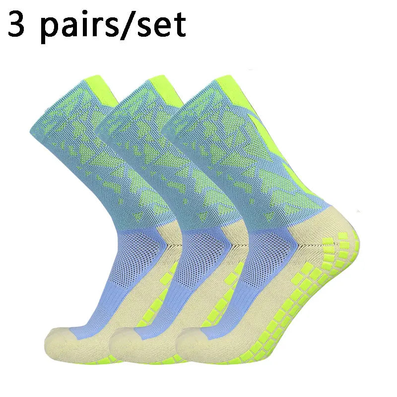 3 pairs New 2024 Men Women Camouflage Arrow Soccer Socks Breathable Sports Silicone Anti Slip Grip Football Socks