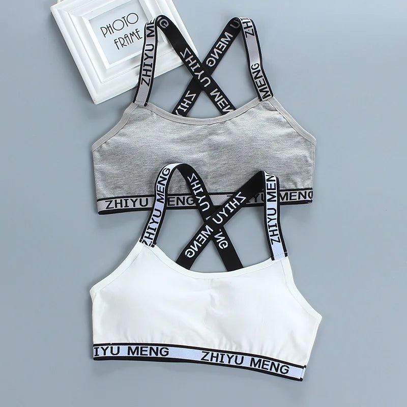 3pcs Puberty Girls Training Bras Kids Maiden Cotton Bra Underwear Teen Camisoles Tube Top Teenage Sport Bras Children's Lingerie