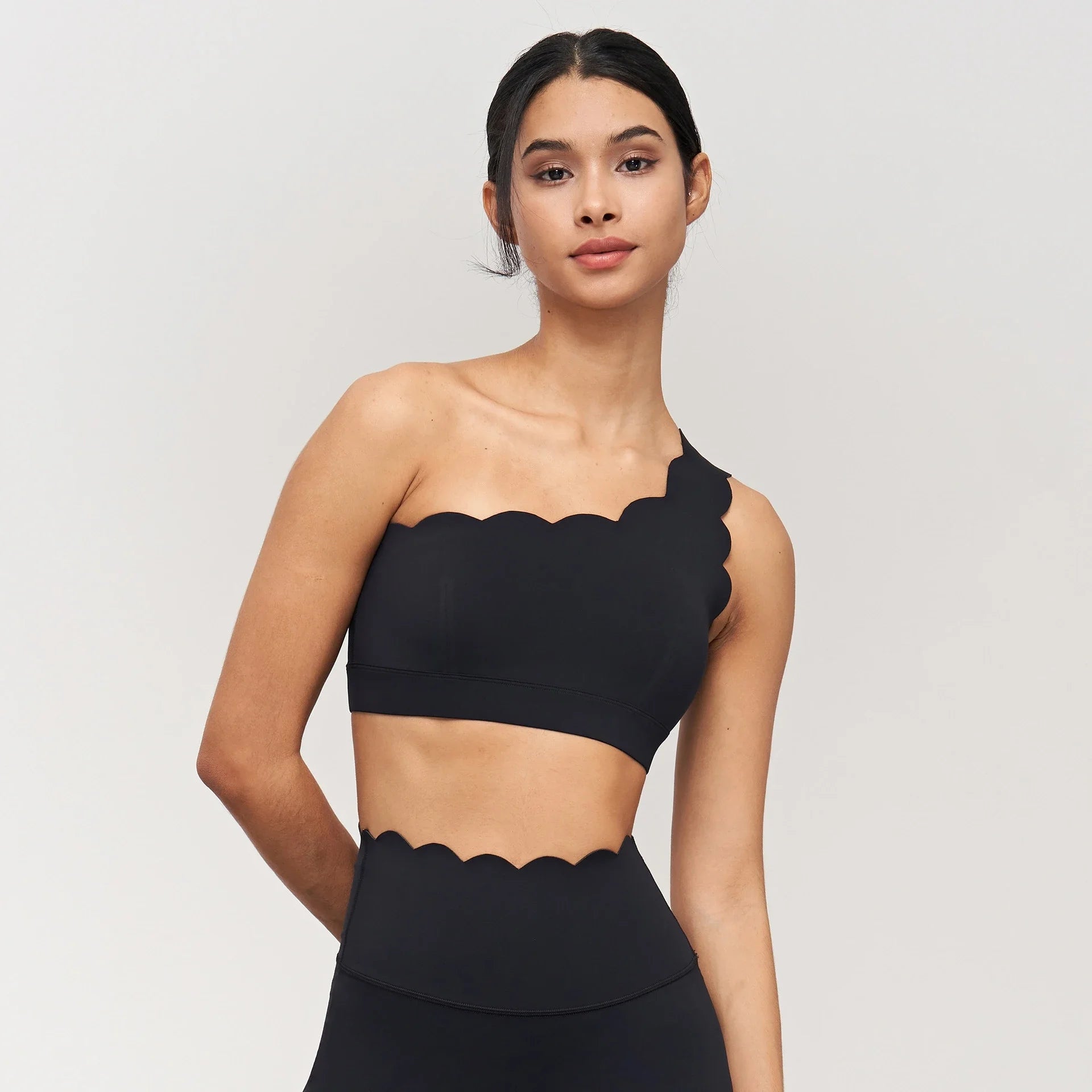 Sports Bra for Women Seamless Shock-proof Removable Cups Gym Workout Tops Lotus Arc Single Shoulder Yoga Tops Push-up Bras Vest