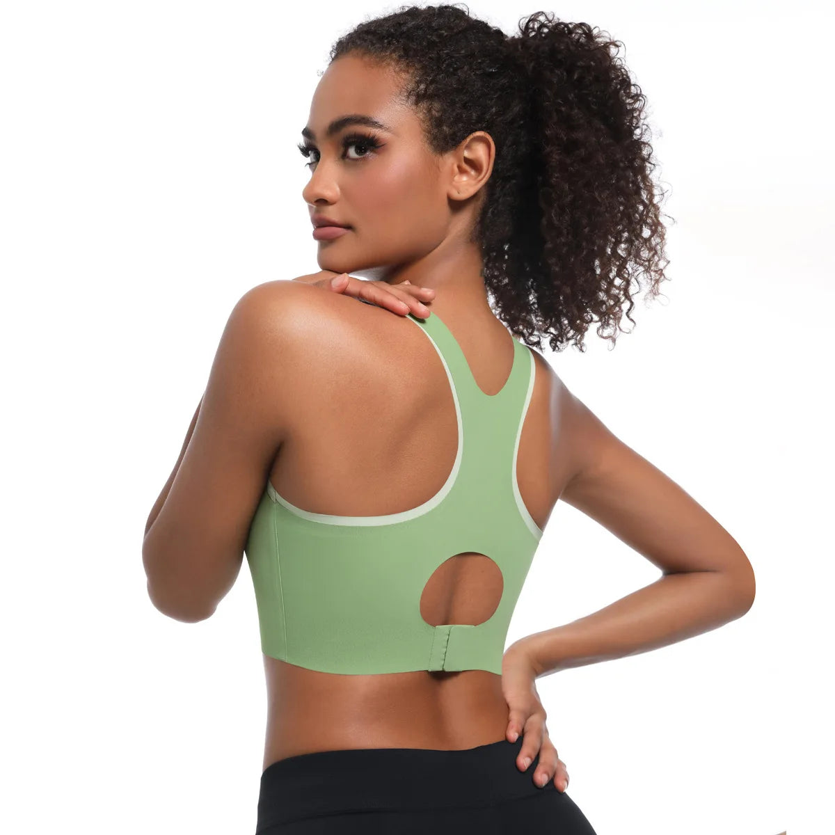 Racerback Sports Bra Women Gym Yoga Top High Impact Fitness Bralette Shockproof Cut Out Workout Running Bras Female Active Wear